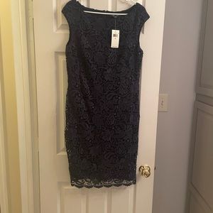 NWT Lauren by Ralph Lauren Navy Lace Dress, size 12.